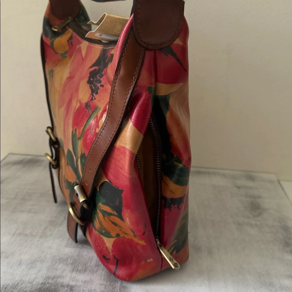 Patricia Nash Elia Leather Hobo Shoulder Floral Handbag Spring Multi NWT